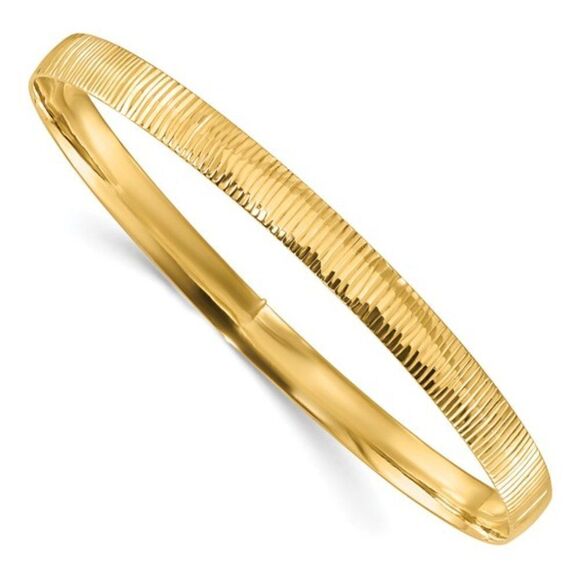 Sterling Silver Gold Tone Diamond Cut Bangle - Picture 1 of 3